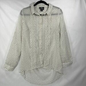 Vintage Angie Polka Dot Open Back Blouse – Y2K Sheer Pinup Top (M)